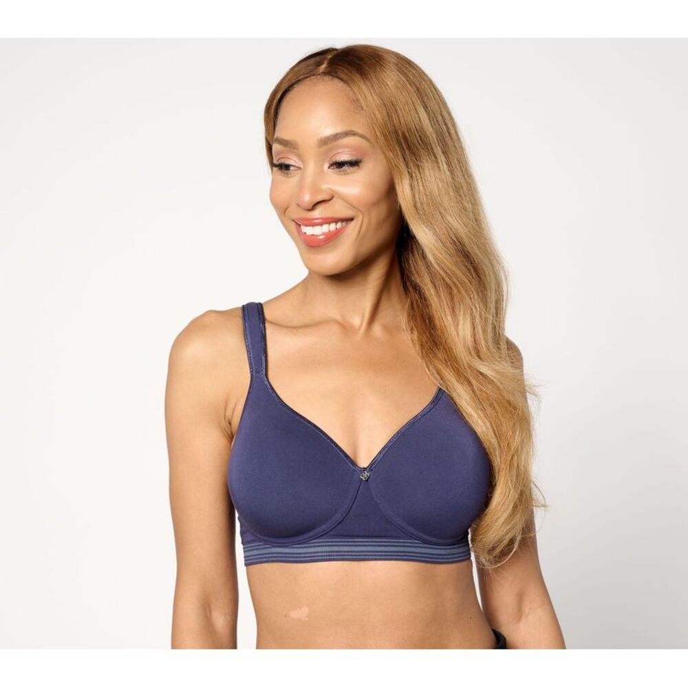 Breezies Women's Bra Sz 40G Comfort Breeze Seamless Wirefree T-Shirt Blue
